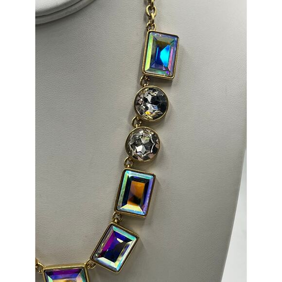 J. Crew Aurora Borealis Multicolor Iridescent Rhinestone statement Necklace New - Picture 13 of 13
